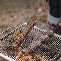 Cage De Barbecue De Madera Al Aire Libre Para Carne Y Verduras Con Mango De Barra Para Camping Herramientas De Picnic - details 4