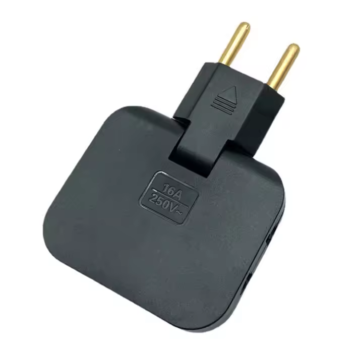 Pack 3 Ladrón Enchufe Plano múltiple de Pared de 3 Tomas con Cabezal Giratorio 180º. Regleta Enchufe Adaptador Europeo y Americano. - 1