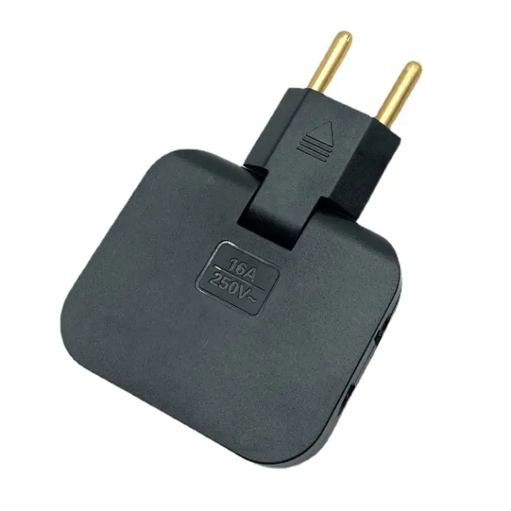 Pack 3 Ladrón Enchufe Plano múltiple de Pared de 3 Tomas con Cabezal Giratorio 180º. Regleta Enchufe Adaptador Europeo y Americano. - 1