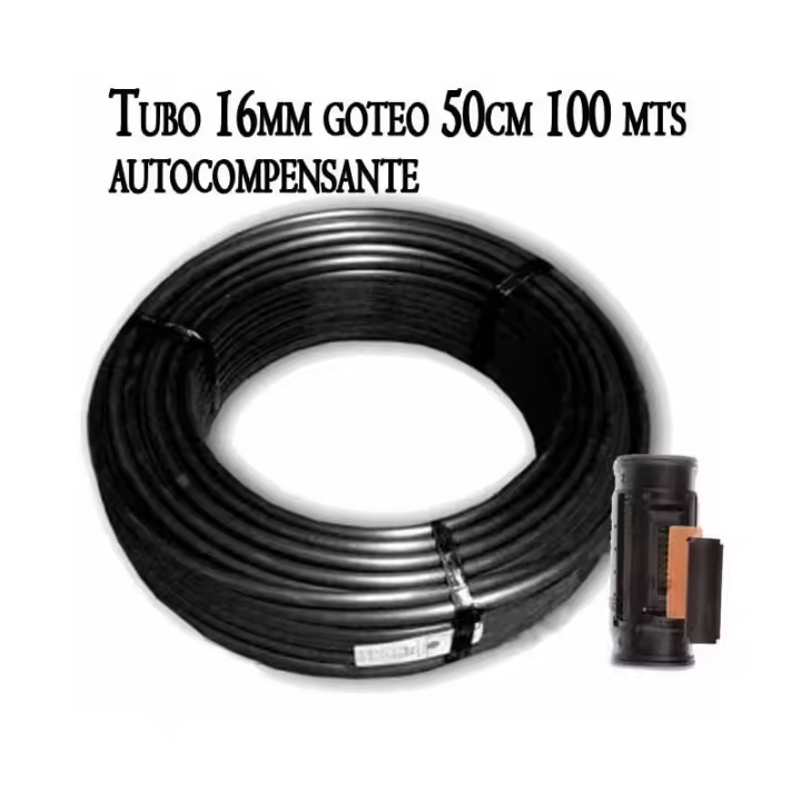Suinga Tubo Autocompensante 16mm para Riego Agrícola con Goteros Cada 50cm - Bobina Negra 100m - 1