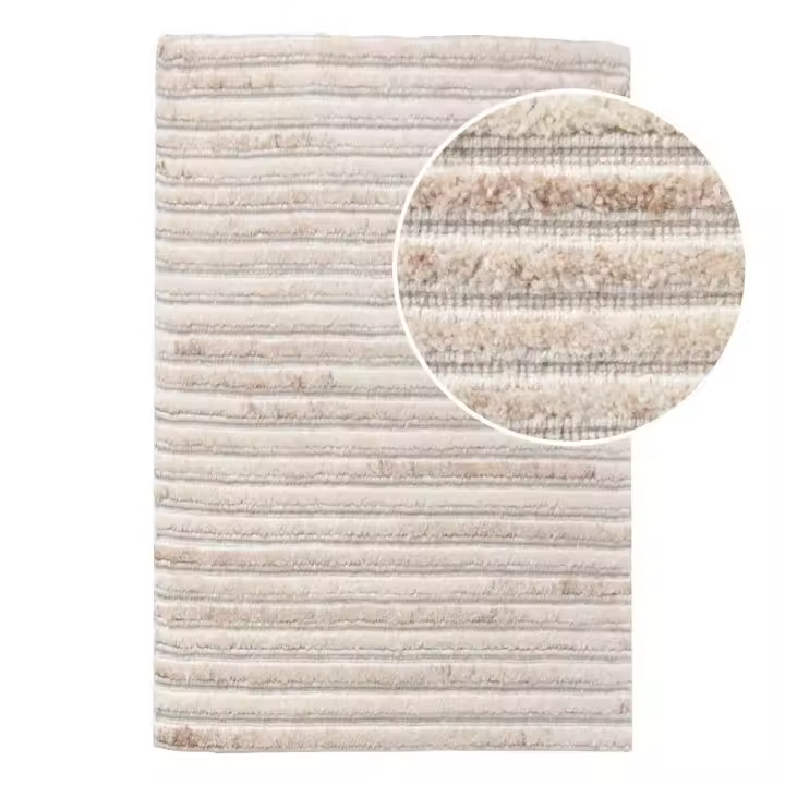 Alfombra Rectangular Mango, Lana, Beige, 60x90x1 cm - 1