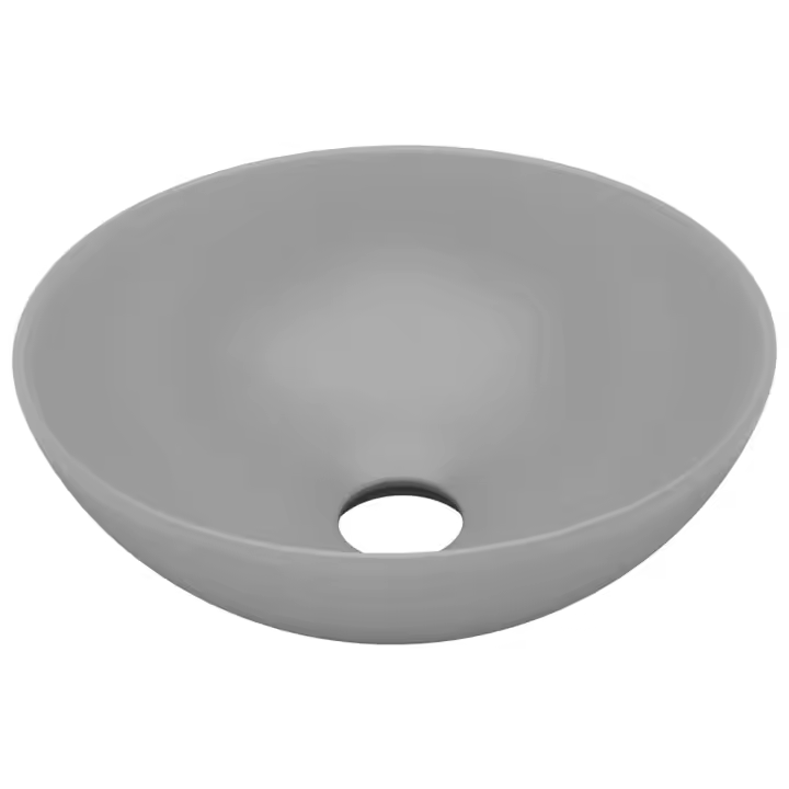 Lavabo de baño Redondo Cerámica gris Claro - 1