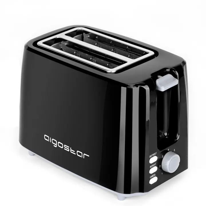 AIGOSTAR Tostadora, 2 Ranuras, 7 Ajustes, Bandeja Recogemigas Desmontable,Descongelación y Recalentar, Apagado Auto.(750W) - 1