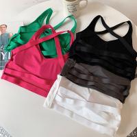 Top De Yoga Para Mujer Fitness Cropped Shockproof Deporte Sin Mangas Chaleco De Entrenamiento Sexy Espalda Cruzada Running Vest Material Nylon Spandex Secado Rápido Talla Verdadera - details 17