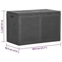 vidaXL Caja de almacenaje para jardín 180 L PP ratán negra - details 7