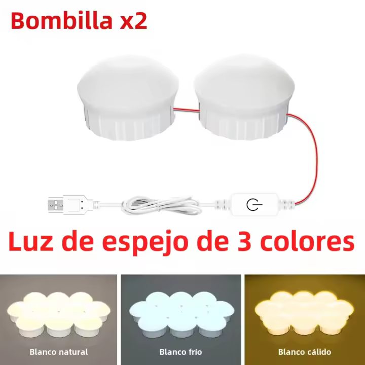 Espejo De Vestir LED Con Luz USB Para Mesa De Maquillaje Iluminación Sin Escala Para Habitaciones Baños Armarios Decoración De Paredes - 1