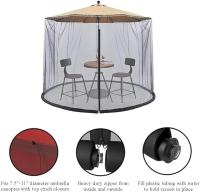 Paraguas romano con valla, tubería de agua, mosquitera, sombrilla para exteriores, mosquitera, sombrilla de patio de 9 pies con puerta con cremallera y red de poliéster - details 2