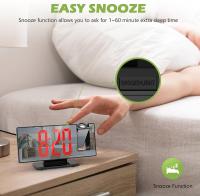 Reloj despertador digital con proyección de 180 °, con espejo LED, pantalla grande, pantalla de temperatura, despertador digital con repetición, fecha, 3 brillo, para dormitorio y oficina - details 7