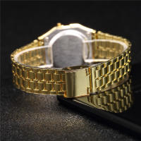 Reloj Digital De Lujo Para Hombre En Acero Inoxidable Dorado Y Plateado Estilo Business Moda Reloj Electrónico Resistente Al Choque - details 7