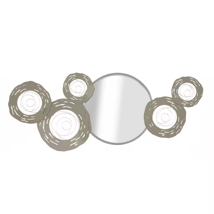 Decoración en Metal 3D Circulos 18, Metal, Plata, 106x3,8x48 cm - 1