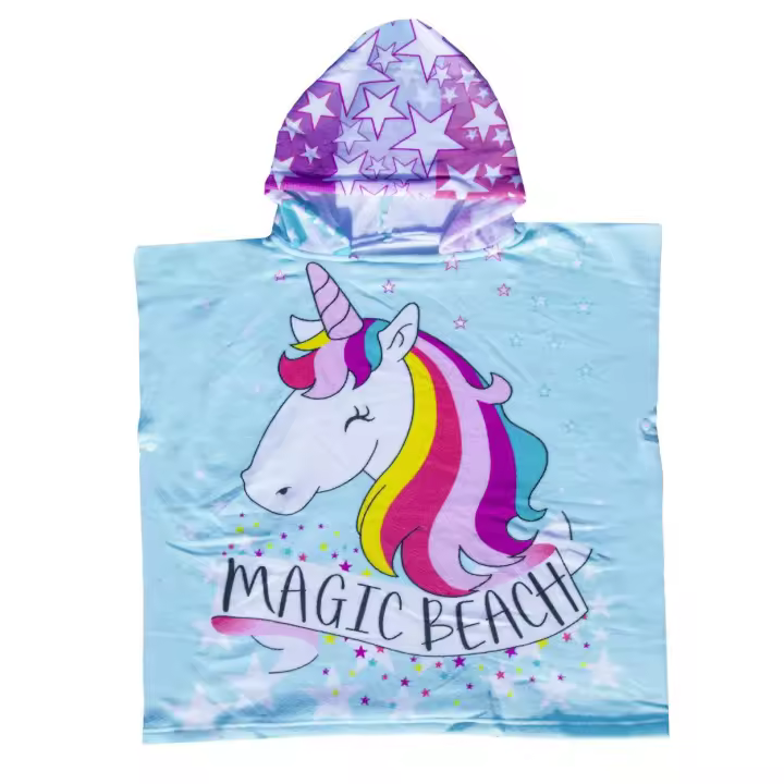SUN & SURF Poncho Infantil Unicornio con Capucha y Sin Mangas - Diseño Colorido y Alegre, 100% Microfibra, Ideal para Playa y Piscina, Secado Rápido y Gran Confort - 1