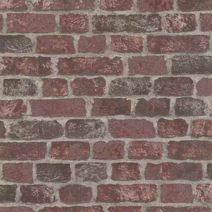 Papel Pintado Pared Ladrillo 3D Relieve Espumado Piedra Rojizo Terracota 10,00 X 0,53 M - 1