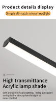 Lámpara De Espejo LED Para Baño Impermeable Luz De Maquillaje En Blanco Y Negro Soporte De Aluminio Longo Iluminación Interior Para Inodoro - details 14