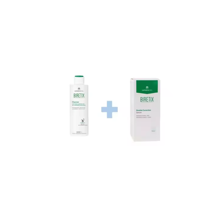 Cantabria pack Biretix Double Correction Serum (30 ml) + Cantabria Labs Biretix Cleanser - Gel Limpiador Activo Purificante, 200 Mililitros - 1