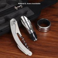 Juego De 5 Piezas De Acero Inoxidable Con Botella Forma De Estuche Tapa De Derrame Anillo Cortador De Película Roedor De Vino Accesorios De Abrevidrios - details 9