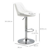 HOMCOM Conjunto de 2 Taburetes de Bar Giratorios con Altura Regulable Sillas Altas Modernas de Comedor con Base Redonda y Reposapiés 46x48x83-104 cm - details 2