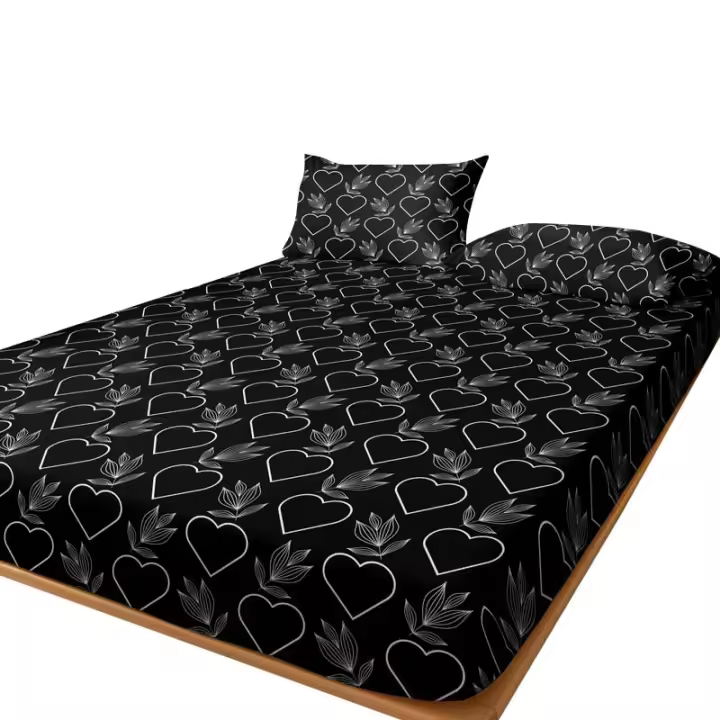 Sábana De Poliéster Con Patrón Floral En Forma De Corazón 1 Pieza Funda Para Cama Con Estampado En El Dormitorio - 1
