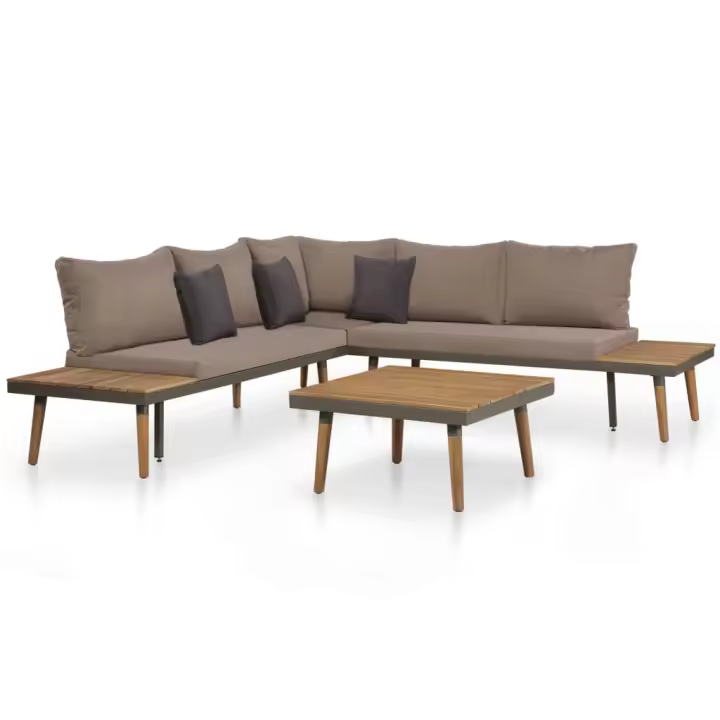 vidaXL Juego muebles de jardín 4 piezas y cojines madera maciza acacia - 1