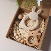Juego De Regalo Para Bebé Recién Nacido Mordedor De Silicona Conejito Juguete De Madera Rattle Accesorios Para Fotografía - details 1