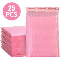 25Pcs Sobre De Poliéster Rosa Con Burbujas Auto Sellado Para Empaque De Regalos Y Dropshipping Bolsa De Almacenamiento Ecológica Multiusos Tamaño 23x17.5cm - details 0