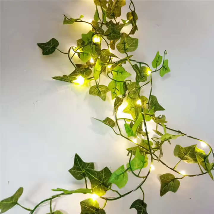 Luces De Vine Artificial Flor Y Hoja Verde Para Adornos Navideños Decoración De Hogar Luz Fairy Piloto Incluido Para Bodas - 1