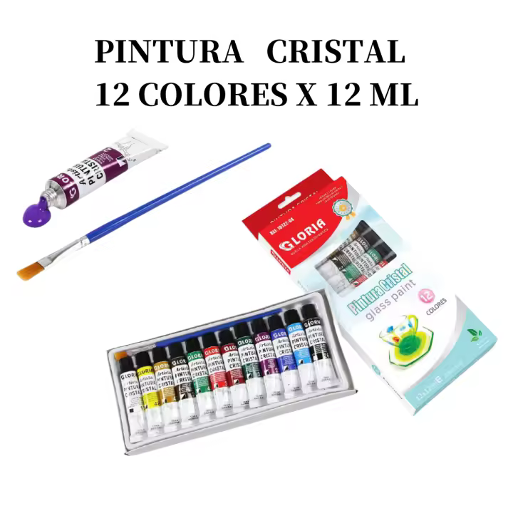 Kit de 12 Tubos de Pintura Acrílica  Pintura Oil  Pintura Acualera Pintura  Tempera  Pintura Cristal Pintura Tela para Adultos  Escolar Set de 12 Pinturas Profesionales de 12 ml - ideal para lienzo, madera o papel - 1