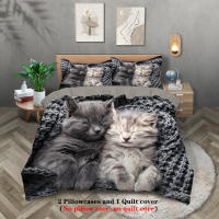 Juego De Cama Para Parejas Estilo Lindo Con Estampado De Gato 1 Funda De Edredón + 2 Fundas De Almohada Amigable Con La Piel Térmica Transpirable Y Lavable En Máquina Moderno - details 0