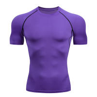 Camiseta De Compresión Para Hombre Fitness Entrenamiento De Correr En La Playa Secado Rápido Protección Contra Arrugas Sportswear De Gimnasio Manga Corta Ajustada - details 14