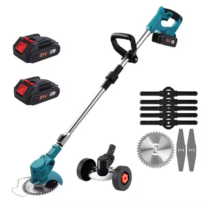 Cortacésped eléctrico de mano, recortador de hierba inalámbrico de 21V y 1300mAh, longitud ajustable, herramientas de jardín para batería Makita de 21V - 1