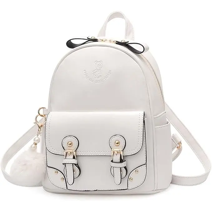 Mochila pequeña de cuero para mujer, pequeña, bonita mochila de viaje para adolescentes y niñas - 1