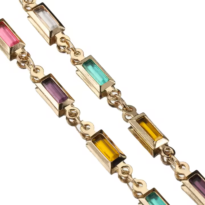Cadena De Cristal Colorida De 1 Metro Para Fabricación De Joyas DIY Suministros De Metal Cuero Chino Tipo De Encaje De Collar - 1