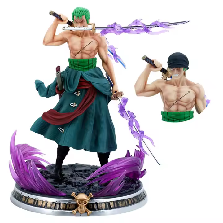 Figura De Anime One Piece Roronoa Zoro 21cm Doble Cabeza Con Habilidades De Lucha Modelo De Acción PVC Decoración Juguete Regalo De Cumpleaños Para Adultos - 1