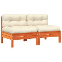 vidaXL Sofás jardín cojines sin reposabrazos 2 uds madera cera Marrón pino, Douglas natural, Impregnado natural Conjunto Terraza Muebles Jardín Exterior Juego de Muebles de jardín Mueble Jardín Exterior Muebles de Salon Exterior - details 0