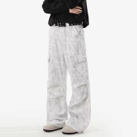 Pantalones De Mezclilla Casuales Para Hombre Con Diseño De Dobladillo Ancho Y Múltiples Bolsillos Jeans De Moda Con Cierre De Cremallera Y Estilo Callejero Diario - details 10