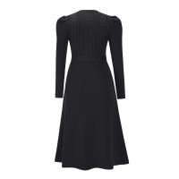 Vestido Casual Diario Para Mujer Con Mangas Burbuja Cintura Alta Ajustada Y Volante Medio Largo De Tejido Knit Moda Avanzada Y Única - details 25