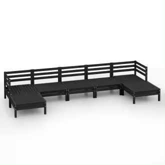 VIDAXL 3083348 pack mobiliario de 7 piezas de exterior fabricado en madera de pino maciza con acabado en negro vida xl - 1