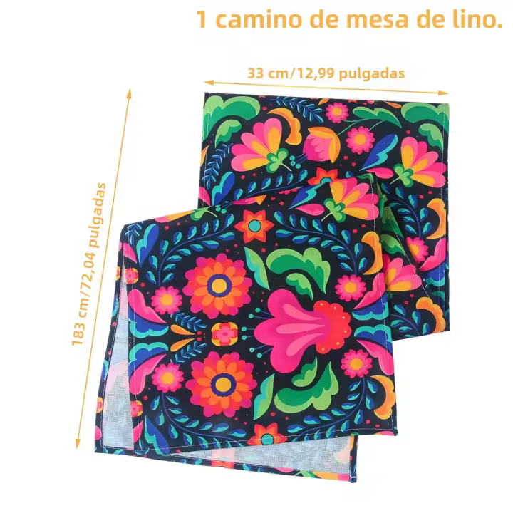 Mantelera De Lino Mexican Day of the Dead Dia De Los Muertos Calavera De Azúcar Para Decoración De Comedor Y Fiestas En Casa - 1