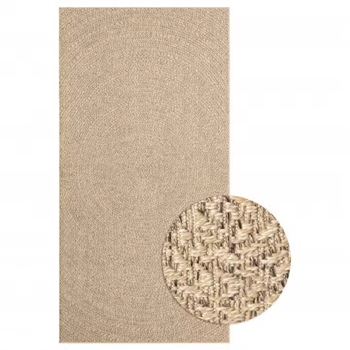 vidaXL Alfombra ZIZUR apariencia de yute interior y exterior 80x150 cm Estampado Rectangular,  Circular,  y mas Alfombras de área  Alfombra de Piso para Sala de Estar Dormitorio Habitación Salón - 1