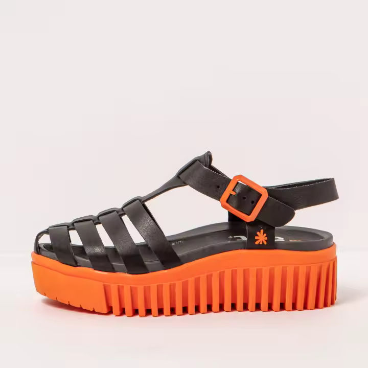 Art Sandalia de cuña 1575 NAPPA BLACK-ORANGE/BRIGHTON para Mujer color Black-orange - 1