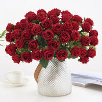 Rosa Artificial De Seda Con Ramo 1PC Flores Artificiales Para Decoración Y Bouquet De Novia 10 Cabezas De Rosas Bellas Y Realistas - details 3