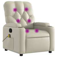 vidaXL Sillón de masaje reclinable cuero sintético Negro, Crema, Marrón Sillon Dormitorio Sillon Comodos Silla Relax Sillón Sofá - details 2