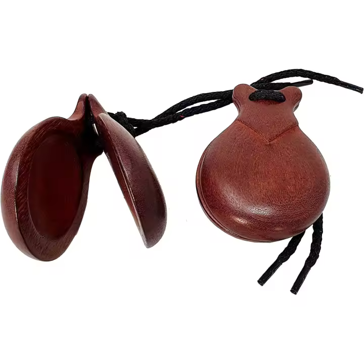 ROCKSTAR MUSIC- Castañuelas para Bailes Flamenco JALE 105-5 Madera Caoba Instrumento Percusión Música Palillos Flamenca - 1
