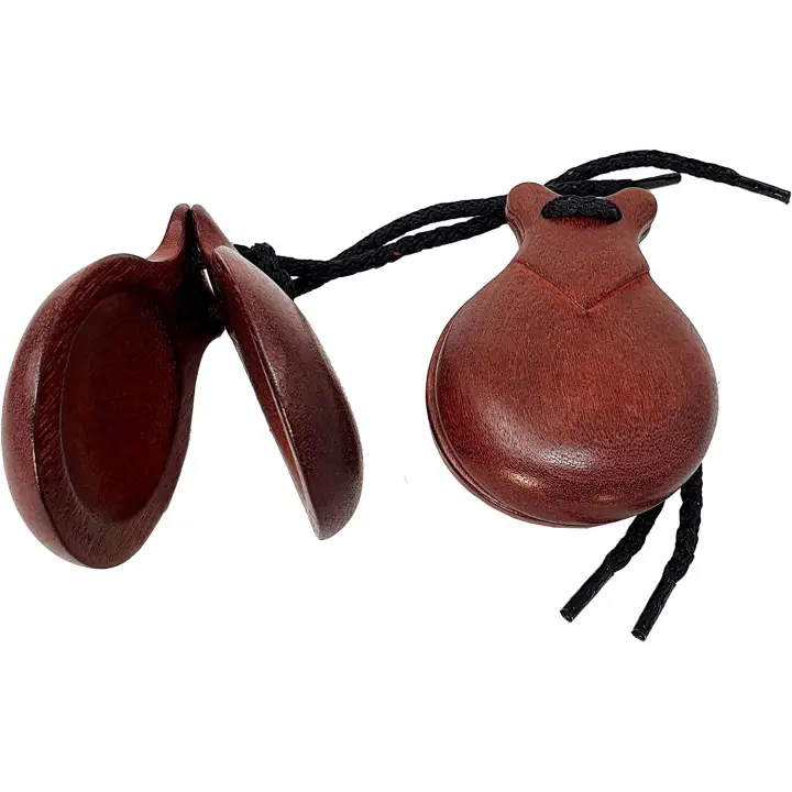 ROCKSTAR MUSIC- Castañuelas para Bailes Flamenco JALE 105-5 Madera Caoba Instrumento Percusión Música Palillos Flamenca - 1