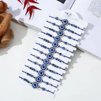 12 PCS Pulseras De Hilo Tejido Con Rhinestone Resin Azul Para Hombres Y Mujeres Moda Pulseras Redondas De Ojo Del Diablo - details 0