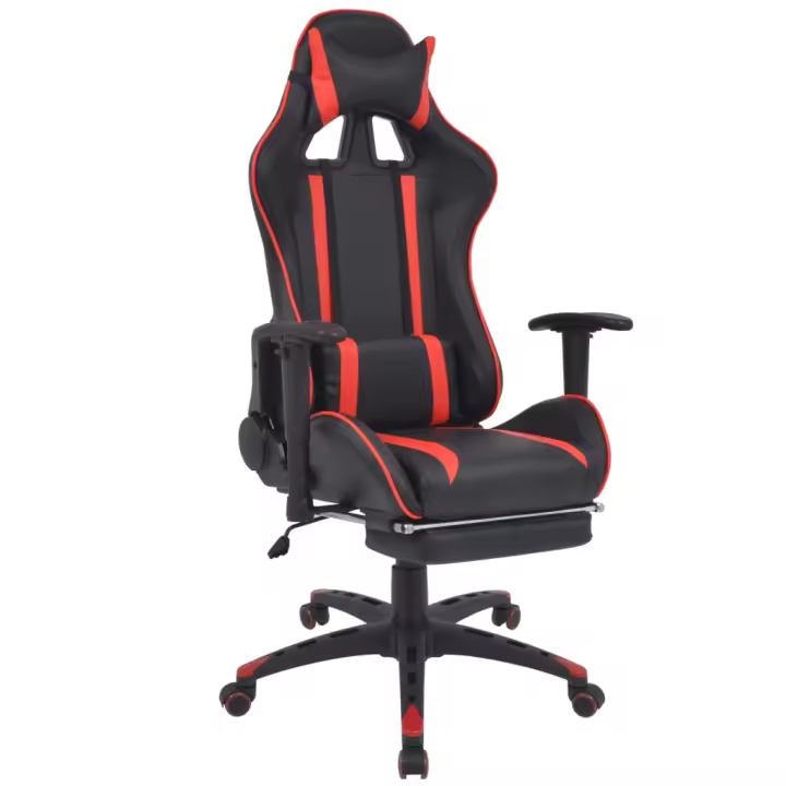 Silla de Oficina Racing reclinable con reposapiés Rojo - 1