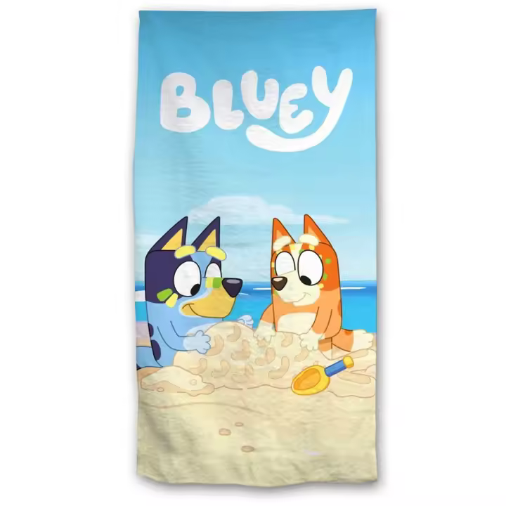 Bluey Toalla de Playa Microfibra, Toalla para Piscina, Baño, Viaje 70x140cm, Toalla Infantil para Niños y Niñas Bluey y Bingo, Regalo Cumpleaños, Color Azul - 1