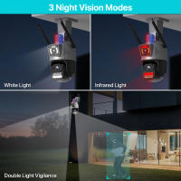 Cámara PTZ Wifi Exterior 4K 8MP HD Con Doble Pantalla Y Lente AI Seguimiento Automático Alarma De Luz Policial iCSee Para Seguridad Doméstica Y Vigilancia De Video 4MP - details 8