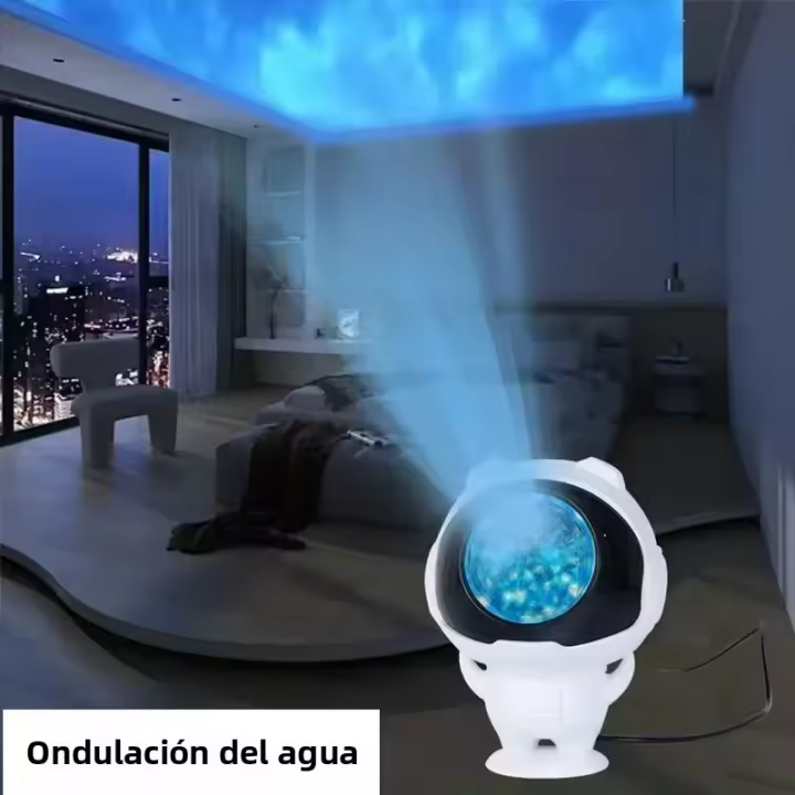 Lámpara De Noche Proyectora Astronauta LED Con Ondas De Agua Regalo Para Amigos Y Niños Válida Para San Valentín Halloween Navidad Decoración De Pared USB Incluido - 1