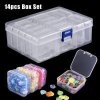 Caja De Almacenamiento De Joyería 14 PCS Set Transparente Y Desmontable En Plástico Cuadrada Para Arte De Uñas Y Granulados Antipolvo Con Etiquetas - details 0