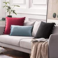 Fundas Para Cojines Negros Con Borlas Hechas a Mano 30x50cm 45x45cm 50x50cm De Velours Sólido Para Sofá Sala De Estar Dormitorio - details 6